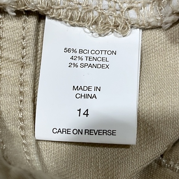 NY&C Beige KHAKI HIGH RISE WIDE LEGS WOMEN PANTS, SIZE 14. - Picture 7 of 8